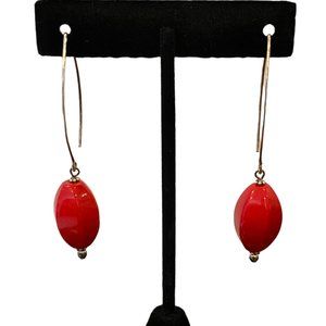 Donna Dressler Earrings, red polished stones and sterling silver